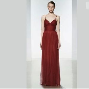 NWT Amsale Dress Gown G955 Tulle Formal 8 Red $310